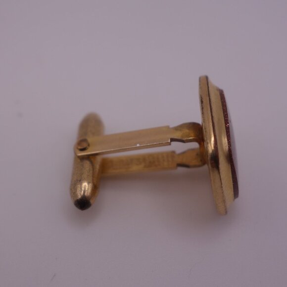 Square Cuff Links with Gold Setting and Brown with Glitter Inner - Picture 9 of 14